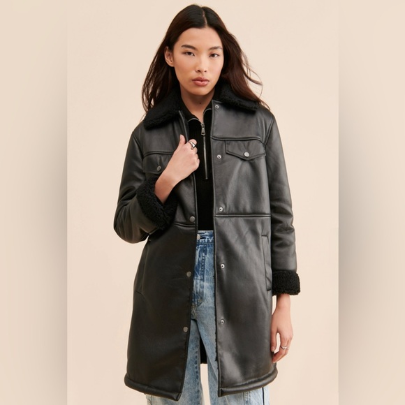 Avec Les Filles Jackets & Blazers - Oversized Vegan Leather Shirt Jacket